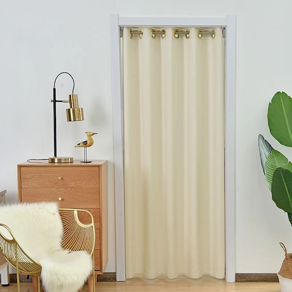 Ensfarvet skygge og termisk isolering skillevægsgardin, garderobegardin, soveværelse og stue dørgardin beige B100cm x H200cm 1 stk.
