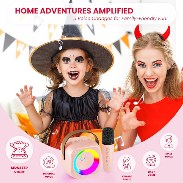 Mini Karaoke Maskin för Barn & Vuxna - Bärbar Bluetooth-högtalare med Mikrofon Pinkcolor 1 Mic