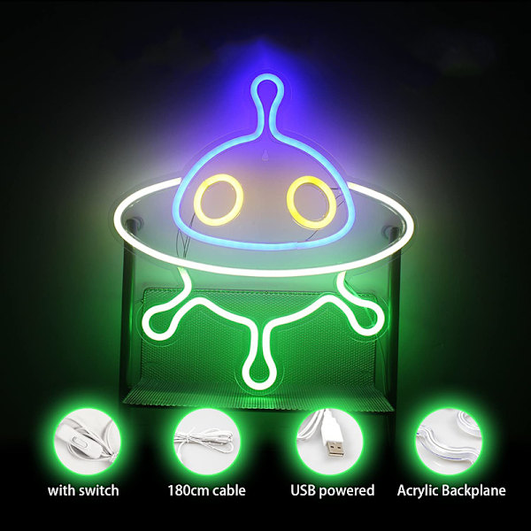 LED neon akryl panel bakplate romskip UFO univers serie dekorasjon nattlys ins,