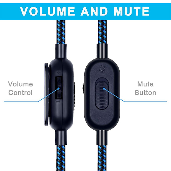 Kabel for Astroa10 A40 Gaming Headset flettet med volumkontroll Mute Clip [DB] Blå Blue