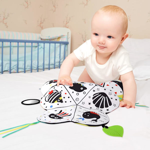 1 Tummy Time Pude, ammepude med tyggelegetøj og spejl-legetøj til sikker og sjov mavetid, styrker muskler, egnet til babyer Paint: