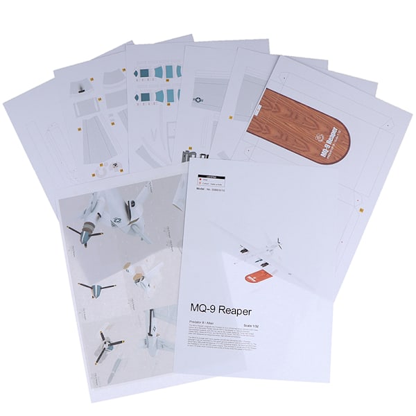 1:32 Amerikansk MQ-9 Reaper rekognoseringsflygplan DIY-pappersmodell White One Size