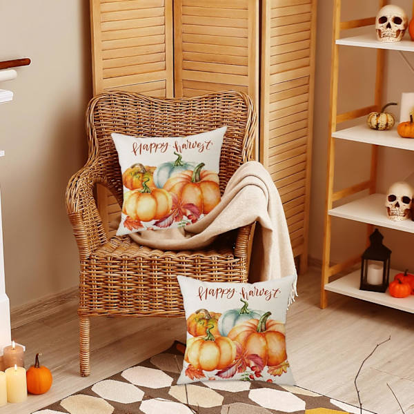 Kiitospäivän syksyn tyynynpäällinen 18x18 tuumaa 2 kpl