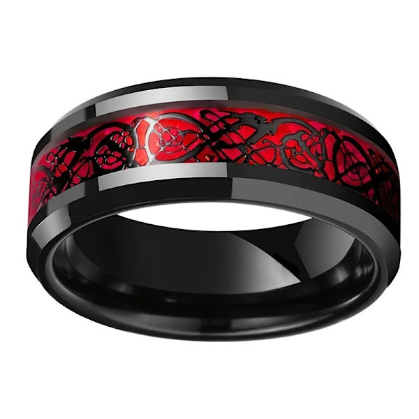 Charm Par Ringar För Män Rostfritt Stål Keltisk Drake Hjärta Red Zircon Kvinnor Bröllopsringar Set Alla Hjärtans Dag Smycker Y woman 6