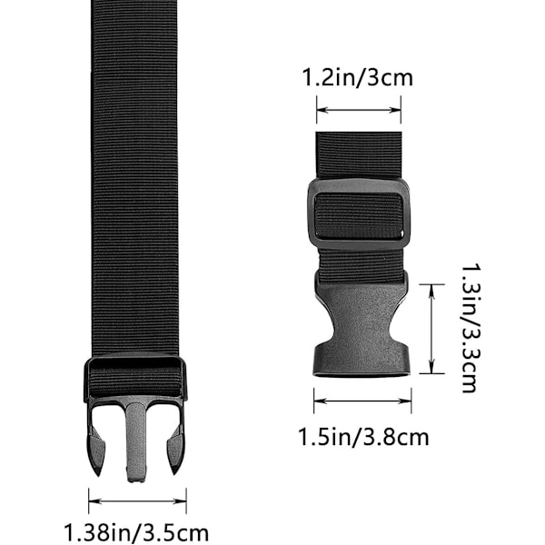Fanny Pack Bältesförlängare Justerbar Elastisk Rem för Holografisk Väska, 2-pack (Svart) Extender Belt