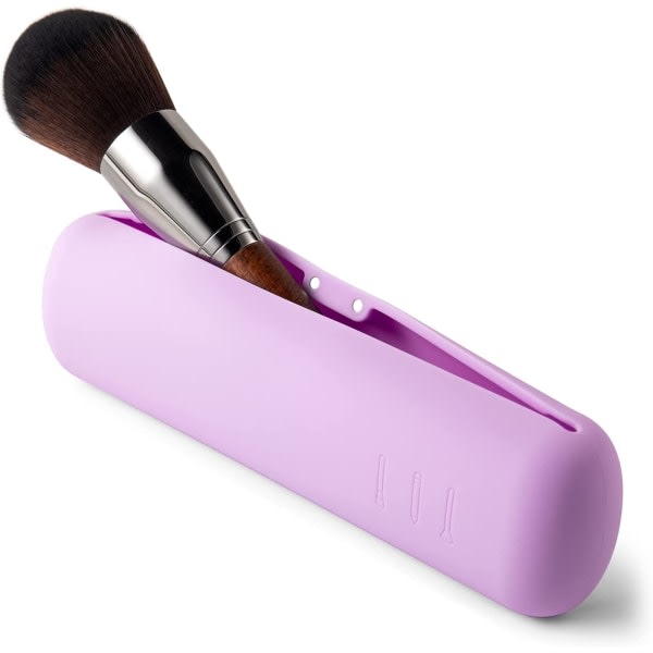 Silikon makeup borstehållare med magnetisk stängning - Bärbar kosmetisk organizer - Violett