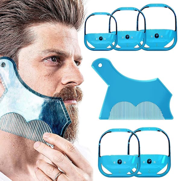 5-pack getskäggsformningsmall transparent PS skäggkamstencil för män precision ansiktshårstrimning groomingkit