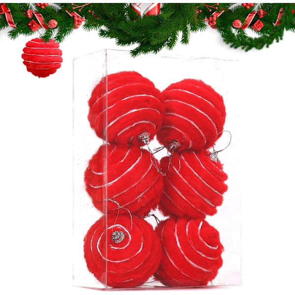 Plush-joulukuulat, koristeelliset koristeet joulukuuseen 8 cm red