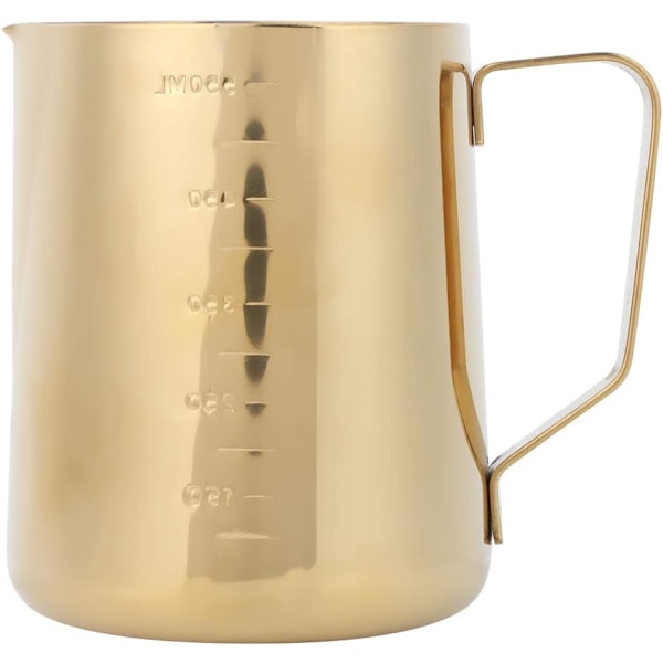 Rustfritt Stål Melkeskummerkopp Mugg med Skala for Hjem Latte Art Kaffetilbehør Kafeer Gull 600ML (600ML (med vekt)) 600ML (med våg)