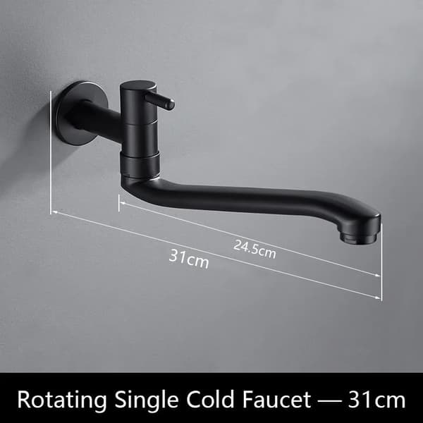 Enkel Kall Kran Vägg Utomhus Mopp Pool Kran Koppar Mässing Väggfäste Badrum Diskho Kran Rotatable Wb1411 31cm