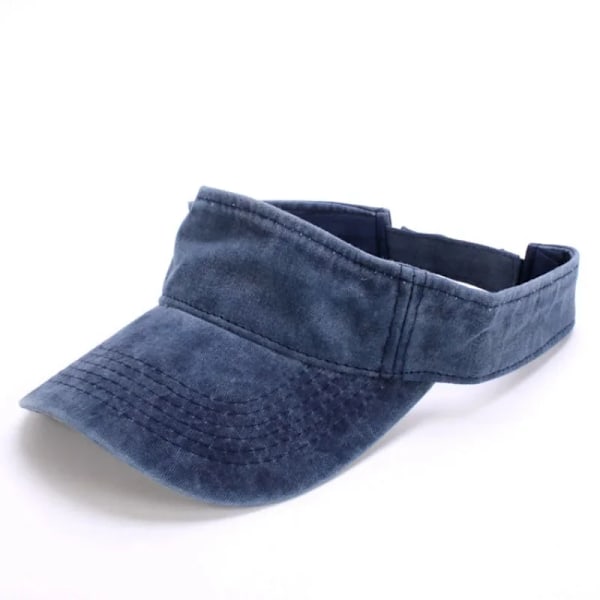 Solid bomuldsvasket dame solhat solbeskyttelse kort skygge tom tophat herre dame kasketter nyhed Navy Blue One Size