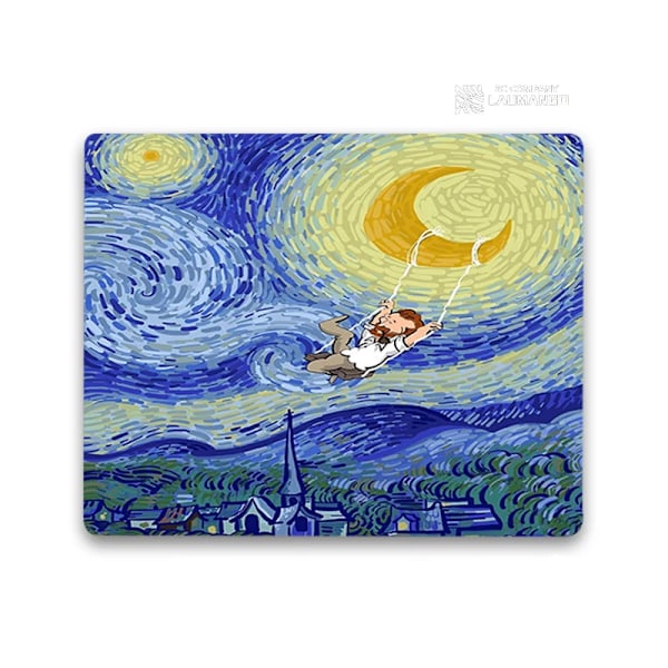 Liten musmatta tecknad Van Gogh illustration PC Gamer-skåp tangentbord skrivbordsmatta datorspelstillbehör musmatta animemattor ZY003223 40x50cm