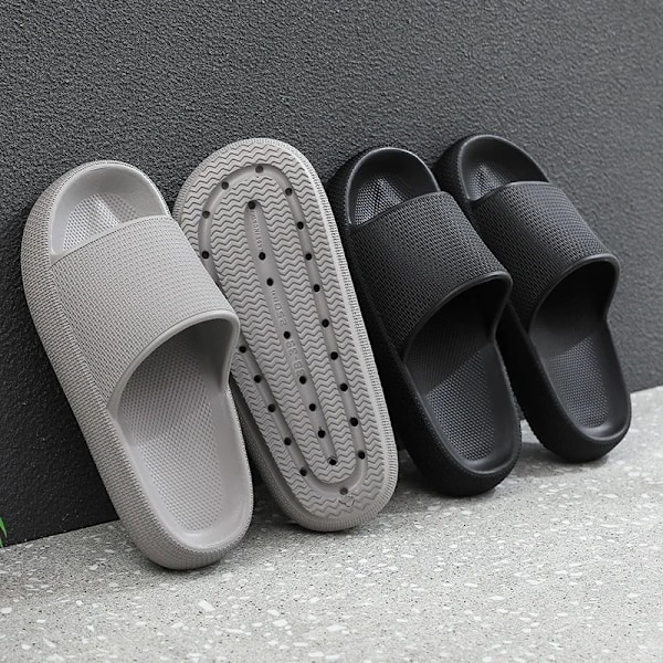 Högkvalitativa molntofflor för män, flip-flops, strandsandaler, badrum, halkfria slides, herr- och damslippers, inomhussko, B-grå 44-45 (passar 43-44)