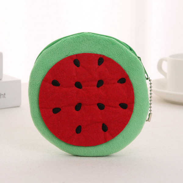 1 st Kvinnor Barn Söt vattenmelon myntväska Lovely Plush Zipper Coi