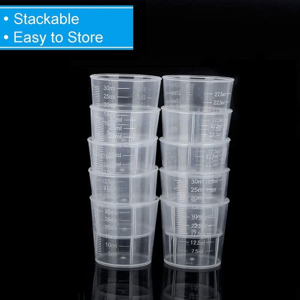 30 ml Mätkoppar i Plast, 10-pack Transparenta Mätbägare 10 Pcs