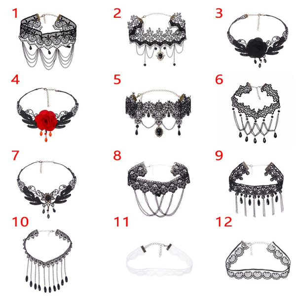 Gotiskt halsband Svart spetskrage Chocker 3