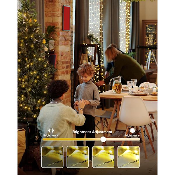 4-pakke 20 fot LED-lyslenker, Batteridrevet, Vanntette, 8 Moduser for Fester, Varmt Hvit 4 pcak warm white