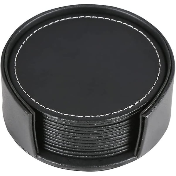 CQBB Underlägg av läder med hållare (svart) (6 st)
