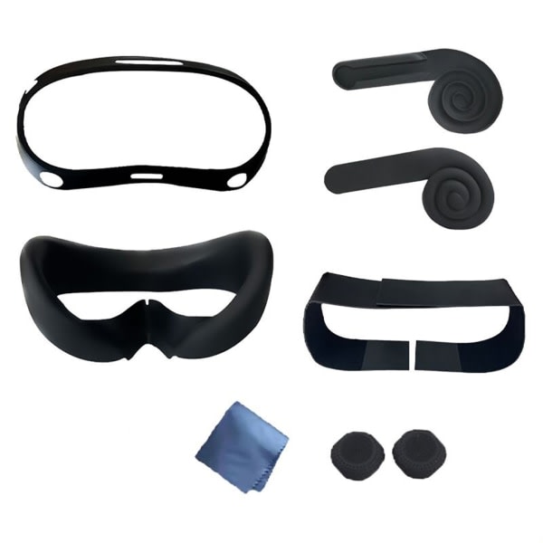SQBB VR- set för Pico 4 VR-headsetskal Cover Lätt silikon Virtual Reality-hörselkåpor HeadStrap Black