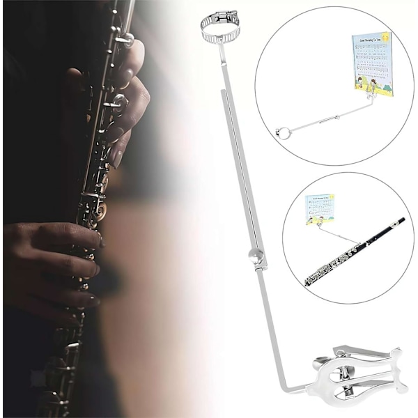Musikklemme for treblåseinstrumenter, Sølv Klarinett Lyre Klemme-På Noteholder