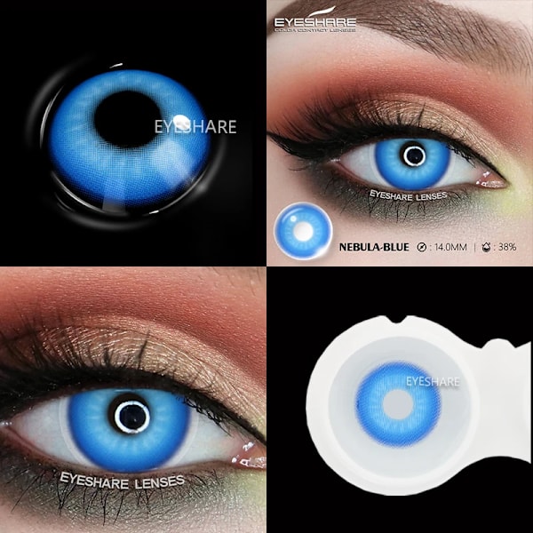 Eyeshare Anime Värilliset Piilolinssit Silmille Cosplay Värilliset Linssit Siniset Hullut Halloween Linssit Piilolinssit Kauneus Meikki NEBULA-BLUE NEBULA-BLUE