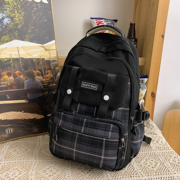 CQBB Kawaii ryggsäck med söta tillbehör Mångsidig Stor kapacitet Söta estetiska reseryggsäckar Bedårande härlig dagsäck (svart)