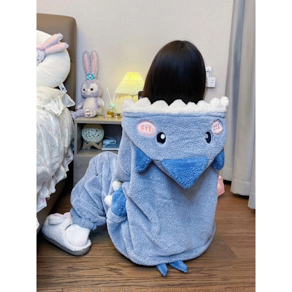 Kigurumi Blå Haj Onesies Pyjamas Tegneserie Kostume Halloween Cosplay Pyjamas Festkjole Voksen Pyjamas L L Blue