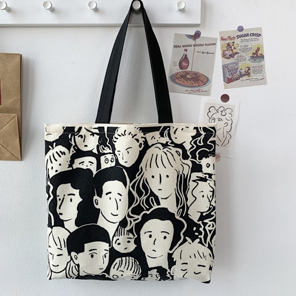 Damväska Stor Kapacitet Söt Canvas Tygväska D D D D