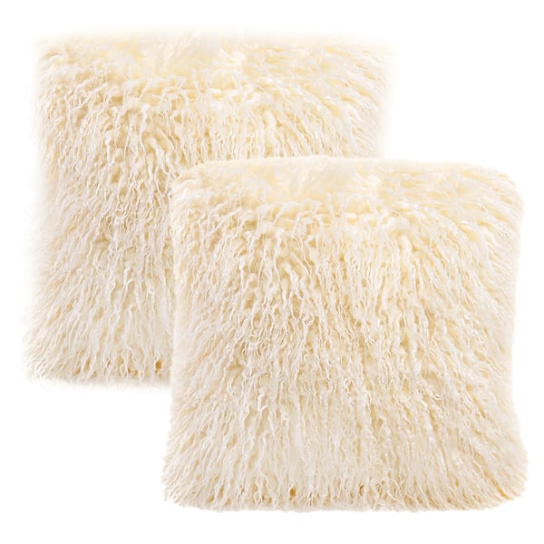 2-delat set med hushållsartiklar, kuddkudde, strandullskudde, plysch örngott (vit beige, 45*45cm),