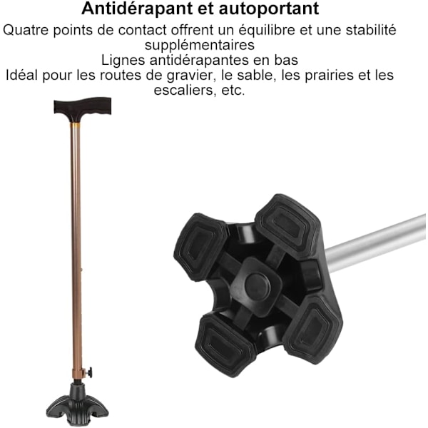 Gummispetsar för gåkäpp, halkfri Quad Support Cane Mat, Fou