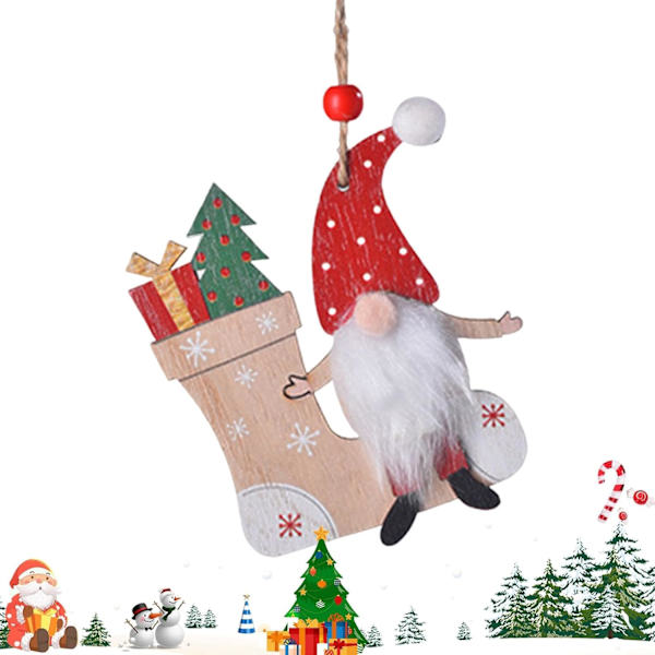 Nisse Juletræspynt - Træhængende Nisse Dekorationer til Hjemmet, Fest, Bil Sock