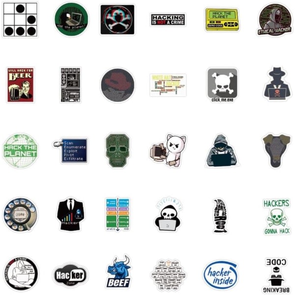 CQBB Hacker Stickers |50 st Hacker Vattentät Vinyl Dekaler för vattenflaskor Laptop Bil Bagage Cup Dator Mobiltelefon Skateboard Dekor