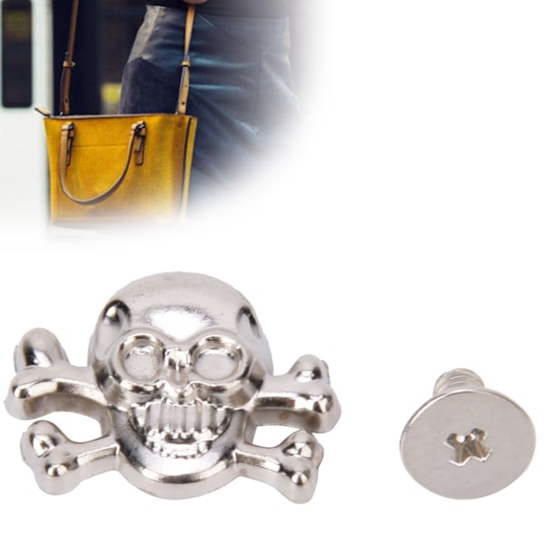 20PCS DIY 15mm Punk Skull med ben Rivet Gotiska prydnader / Bagagetillbehör Ghost Head med ben Silver
