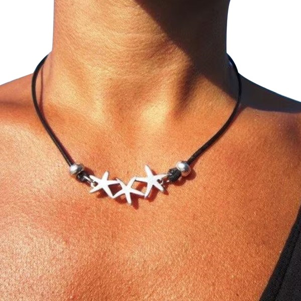 Enkel Star Choker för kvinnor Punk hals smycken gotiska kort läder halsband