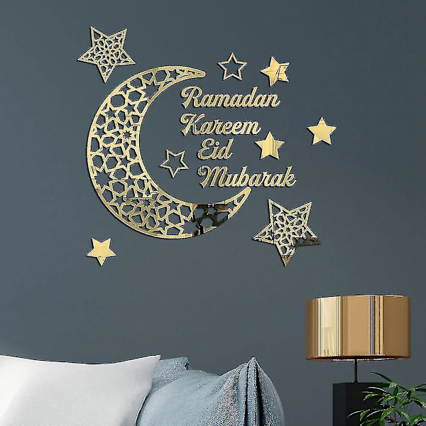 Ramadan Kareem Klistremerker Dekorasjoner Vegg Eid Mubarak Dekorskilt Soverom Front Rom Crescent Crystal