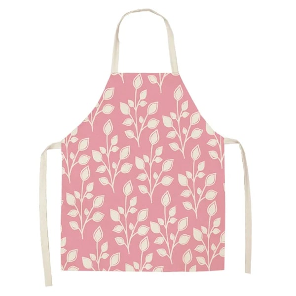 Blomstrete forklær med bladmønster, kjøkkenforkle for kvinner, bomull, lin, haklapper, husholdningsrengjøring, pinafore, hjemmelaging, forklær, stil 8, 55x68cm