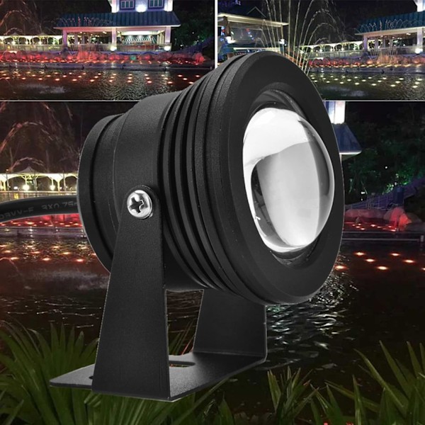 Akvarie LED-lys, 12V 10W RGB Vandtæt Akvarie LED Spotlight Lampe til Akvarium Pool Have Under Vand (sort skal) svart skal