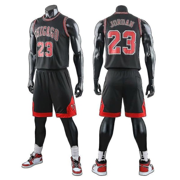 CQBB Chicago Bulls Jordan Jersey No.23 Aldult Basket Uniform Set BlackXXL (170-175cm) BlackXXXXL (180-185cm)