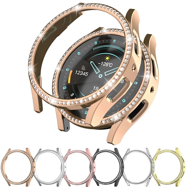 Etui til Samsung Galaxy Watch 6 5 4 40 mm 44 mm etui PC enkeltradet diamantbelagt skinnende cover kofanger uden glas Clear Galaxy Watch4 5 44mm