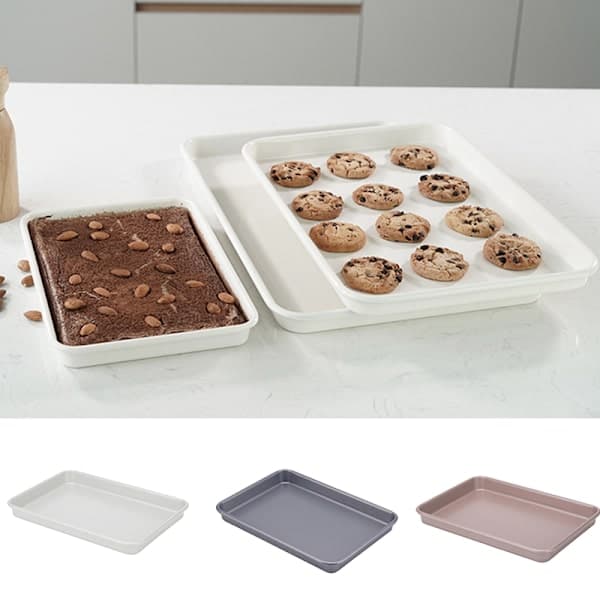 Rektangulær bageplade, multifunktionel non-stick DIY kageform til kager. Praktisk bageværktøj til køkken, hvid—max