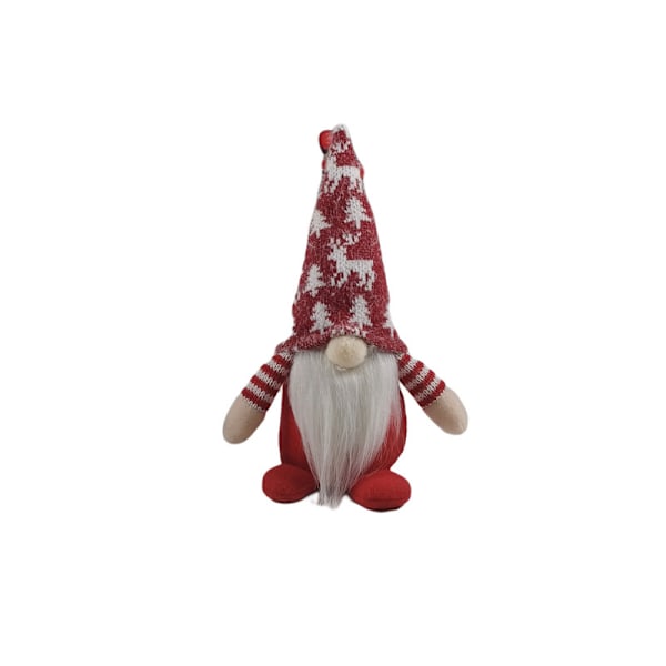 Julnisse i strikket hue, siddende dukke uden ansigt, vinduesdisplay, juledekoration, pynt Style 3