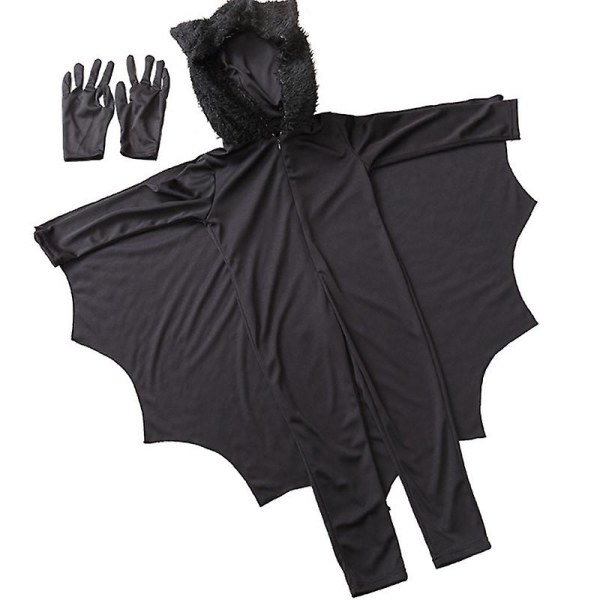 SQBB Barn Bat Cosplay Jumpsuit Med Handskar Outfit Pojkar Flickor Halloween Batman Fancy Dress Kostym 10-11 år