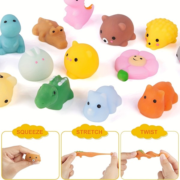 50 stk Kawaii Plasticine, Mochi Squishy Leksaker, Party Favors for barn, Mini Stress Relief Leksaker for Jul Party Favors, Klasseromspriser 50 stk