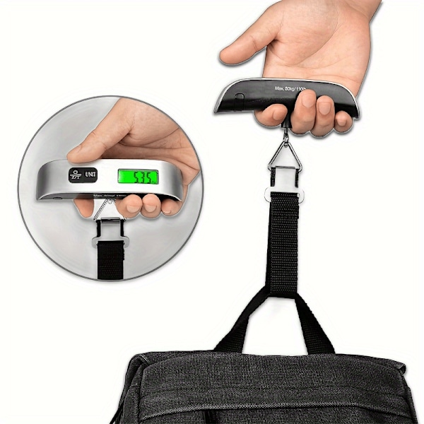 Kannettava vaaka, digitaalinen LCD-näyttö 110lb/50kg Elektroninen matkalaukku riippuva matkalaukku painaa Hook Style