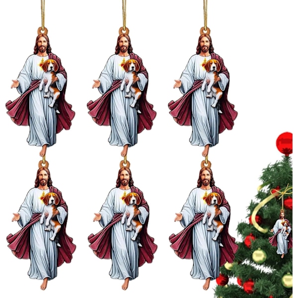 Set med 6 Akryl Julgranspynt, Unika Semesterdekorationer för Trädet And