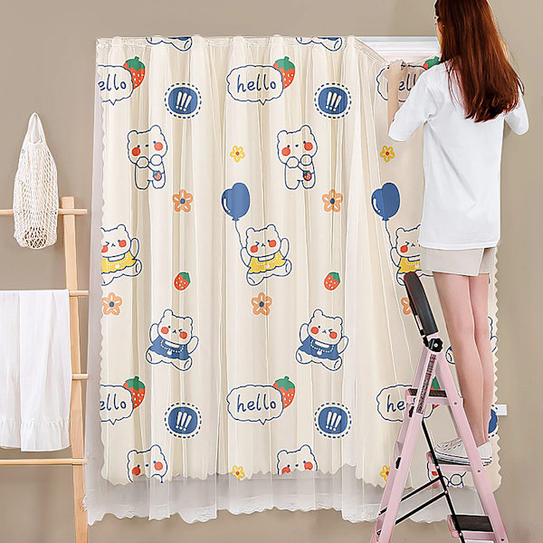1 Bit Moderna Minimalistiske Stick-On Blackout Gardiner, No-Punch Bärbar, Lämplig För Vardagsrum Sovrum Kök Dekoration Hello Bear 100cmx150cm