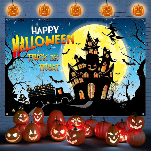 Stor Halloween Trick or Treat-banner - blå festaffisch