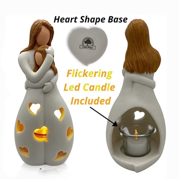 Ljusstake Staty med Fladdrande LED-ljus - Födelsedag, Mors dag, Presenter till Döttrar från Mödrar, Brudens Mor, Födelsedag, Julklapp