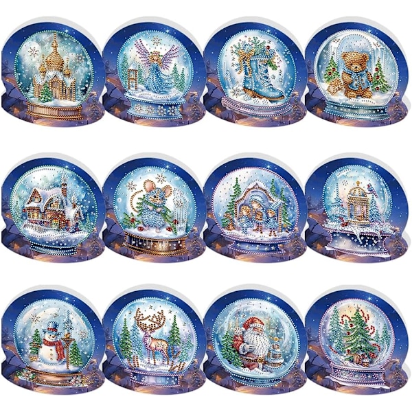 Juldiamantkonst-kortset, 12/8/6/4-pack, DIY handgjorda julkort HK050