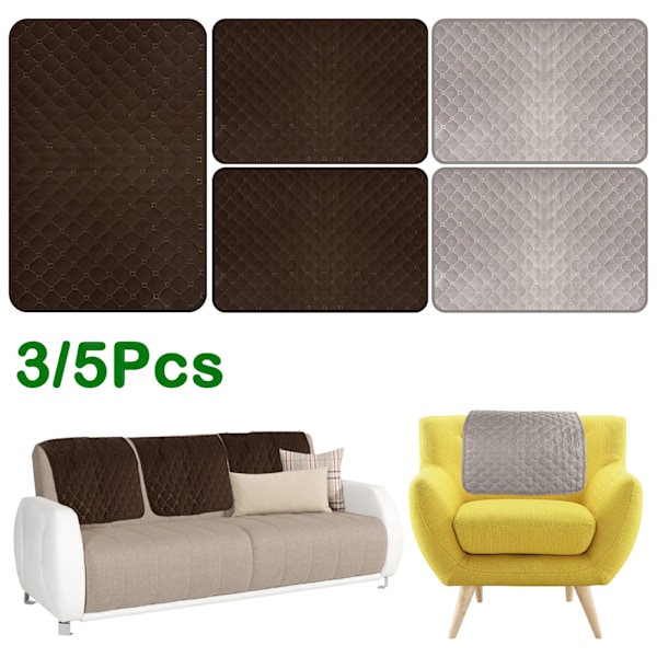 5 kpl Pehmeä Polyesteri Säädettävät Soffan Selkänojan Suojukset Slittokestävä Anti-haalistuva Soffakalusteiden Suoja Coffee 5Pcs